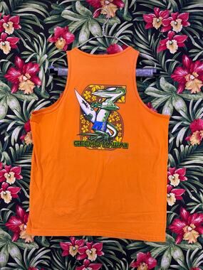 Vintage 90s Rare Gecko Hawaii Lizard Print Tank Top Size XL